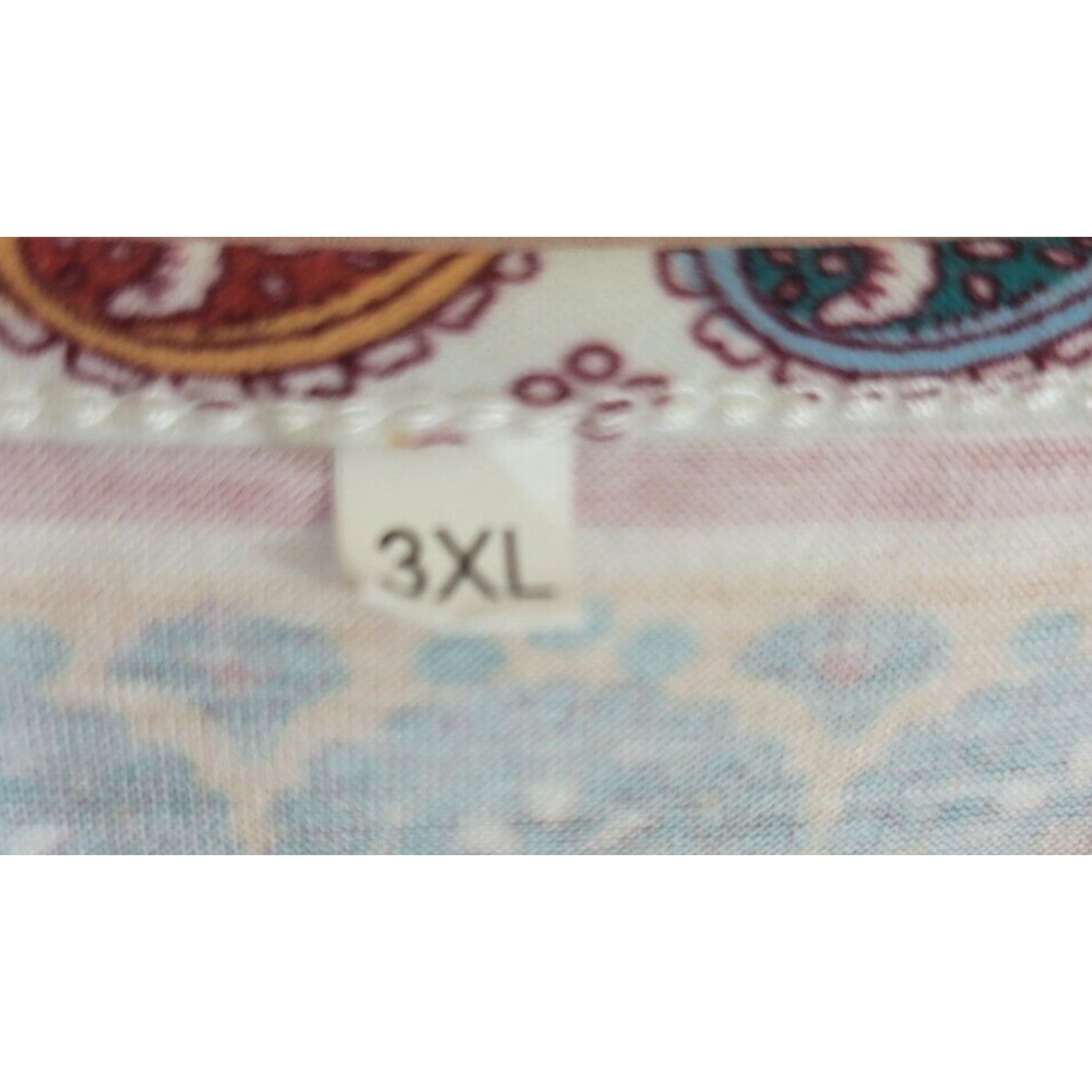 Boho Midi A-Line Dress Blue Ditsy Floral‎ Paisley Print Summer Women's Size 3XL - Picture 3 of 10